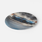 Assiettes En Carton Scène dynamique de course urbaine bleue (Angle)