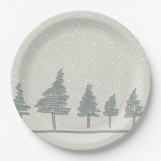 Assiettes En Carton Scène hivernale Plate de Noël