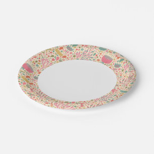 Assiettes En Carton Schéma floral clair