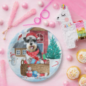 Assiettes En Carton Schnauzer Chien dans la neige Maison de Chien de N (Fête)