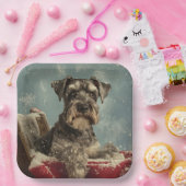 Assiettes En Carton Schnauzer Chien Festif de Noël (Fête)