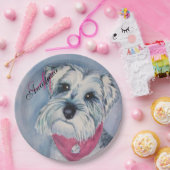ASSIETTES EN CARTON SCHNAUZER CHIEN FUN MONOGRAM PARTI (Fête)