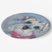 ASSIETTES EN CARTON SCHNAUZER CHIEN FUN MONOGRAM PARTI (Angle)