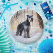 Assiettes En Carton Schnauzer Laisser neiger Noël (Fête)
