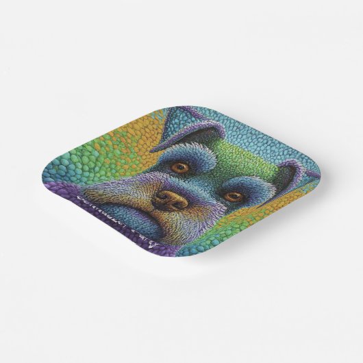 Assiettes En Carton Schnauzer Party Chien Modifier le texte Personnali (Angulaire)