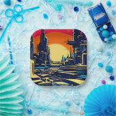 Assiettes En Carton Sciage urbain futuriste SF 1 (Fête)