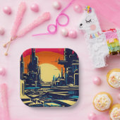 Assiettes En Carton Sciage urbain futuriste SF 1 (Fête)