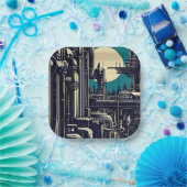 Assiettes En Carton Sciage urbain futuriste SF 2 (Fête)