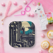 Assiettes En Carton Sciage urbain futuriste SF 2 (Fête)