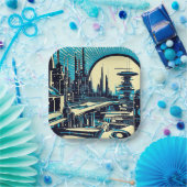 Assiettes En Carton Sciage urbain futuriste SF 3 (Fête)