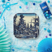 Assiettes En Carton Sciage urbain futuriste SF 4 (Fête)