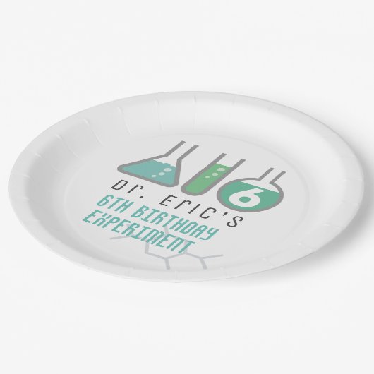 Assiettes En Carton Science Experiment Green Boy Anniversaire (Angle)