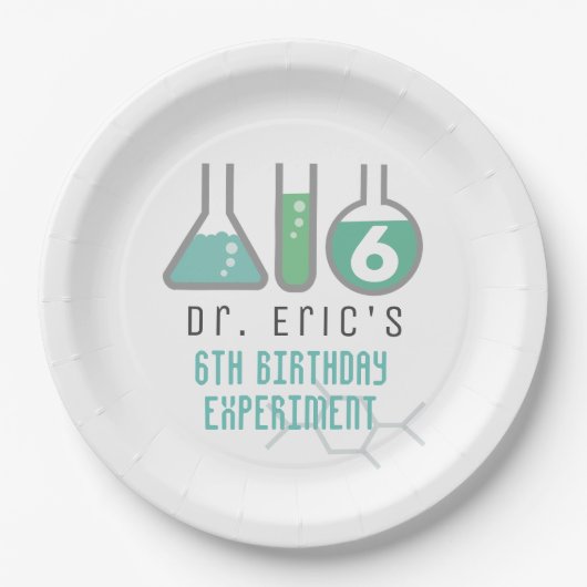 Assiettes En Carton Science Experiment Green Boy Anniversaire (Devant)