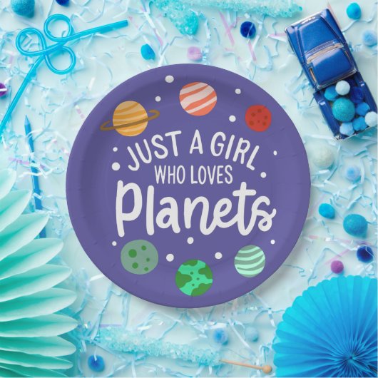 Assiettes En Carton Science Nerd fille spatiale qui aime les planètes (Fête)