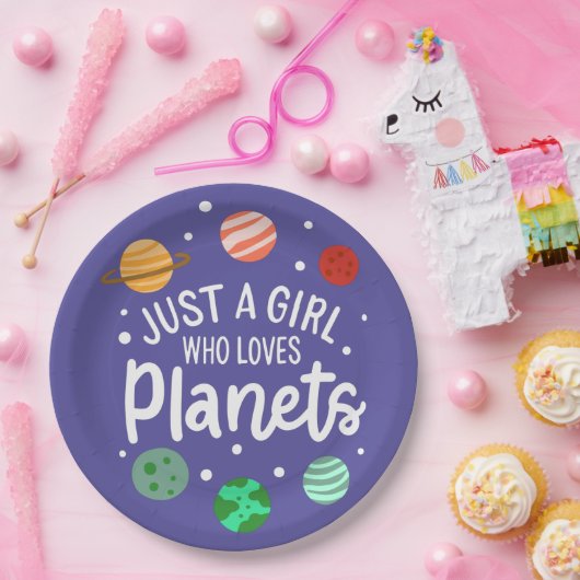 Assiettes En Carton Science Nerd fille spatiale qui aime les planètes (Fête)