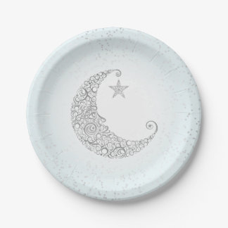 Assiettes En Carton Scintillement peu de bleu de lune d'argent