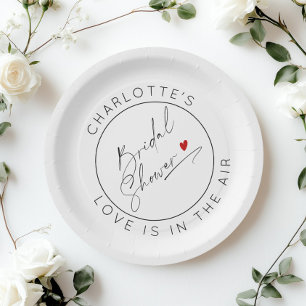 Assiettes En Carton Scipt moderne Valentines Jour Douche nuptiale
