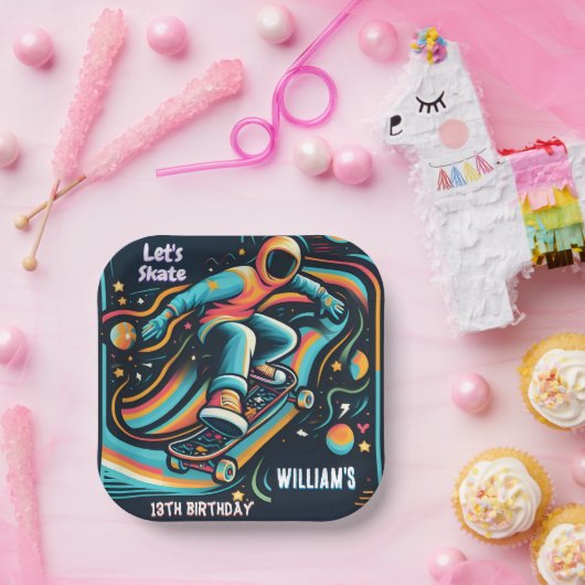Assiettes En Carton Scooter Jump Zone Skateboard 13e anniversaire (Fête)