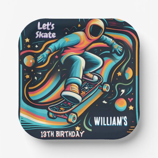 Assiettes En Carton Scooter Jump Zone Skateboard 13e anniversaire (Recto)