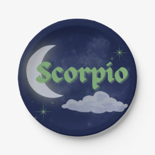 Assiettes En Carton Scorpio Céleste Lune Nuage Étoiles Astrologie Art