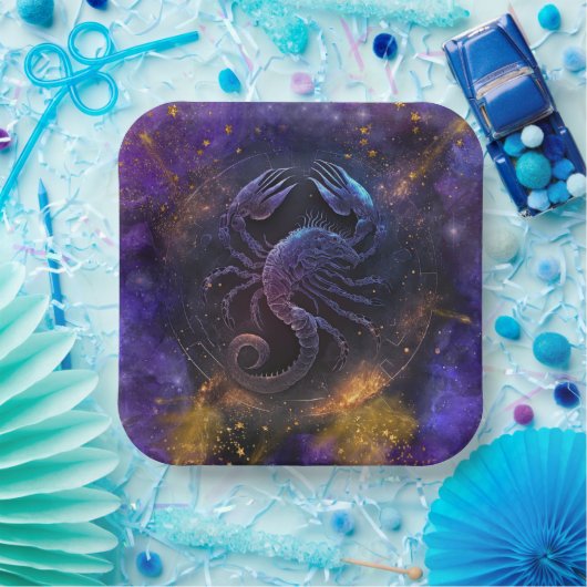 Assiettes En Carton Scorpio signe Zodiac Aquarelle Design (Fête)
