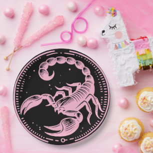 Assiettes En Carton Scorpion Rose Astrologie Signe du zodiaque Scorpio