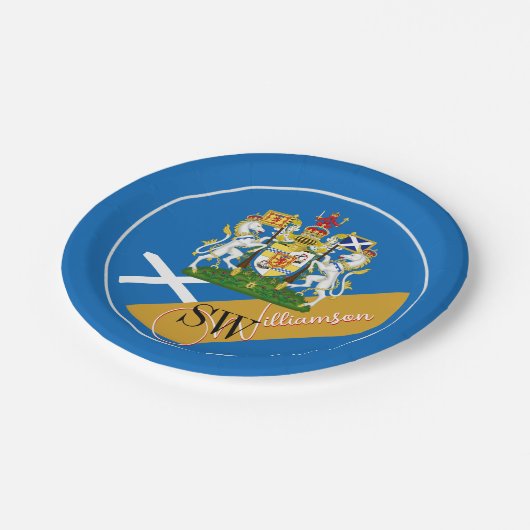 Assiettes En Carton Scotland & Monogram, Scottish Flag / Bleu (Angle)
