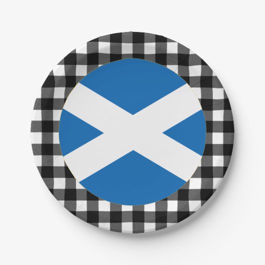 Assiettes En Carton Scotland Plate, buffalo plaid & Scotland Flag (Devant)