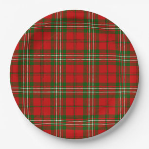 Assiettes En Carton Scott tartan rouge vert plaid