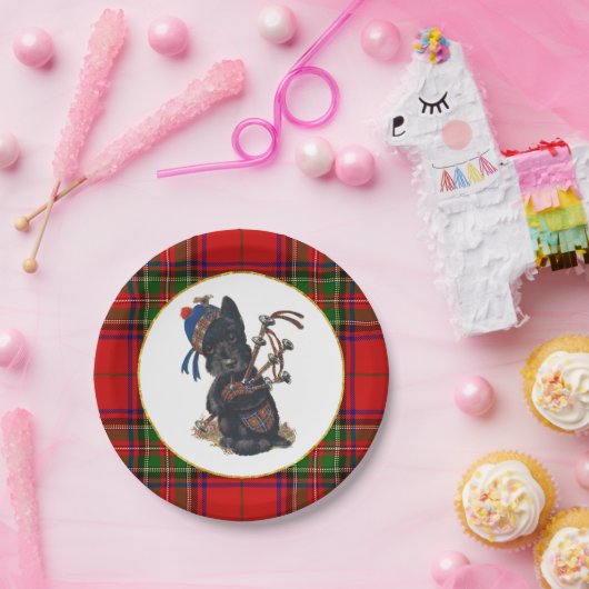 Assiettes En Carton Scottie mignon jouant des cornemuses (Fête)