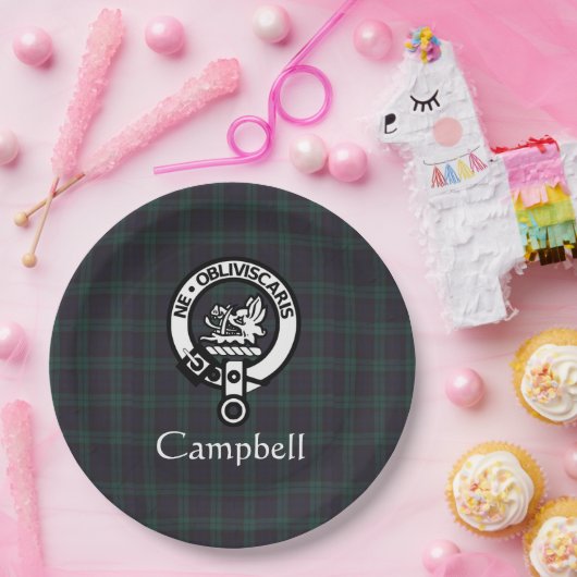 Assiettes En Carton Scottish Campbell Crest Badge & Tartan (Fête)
