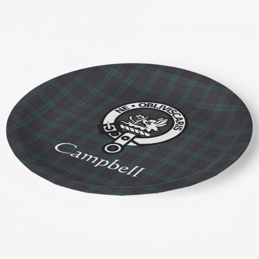 Assiettes En Carton Scottish Campbell Crest Badge & Tartan (Angle)