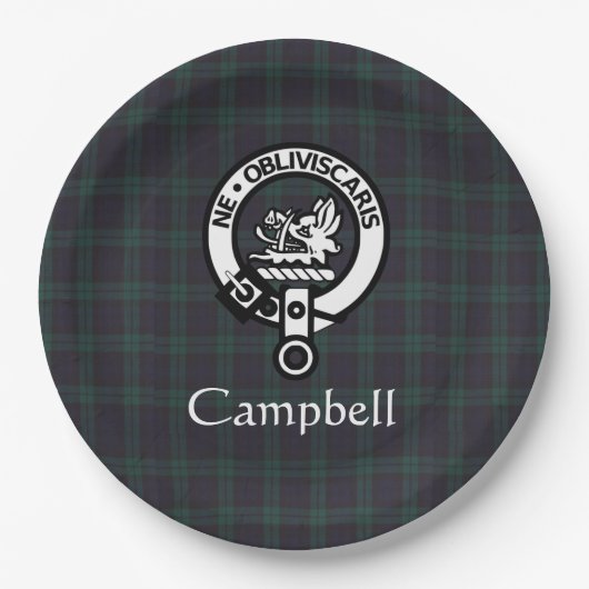Assiettes En Carton Scottish Campbell Crest Badge & Tartan (Devant)