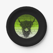 Assiettes En Carton Scottish Highland Cattle Retro (Devant)