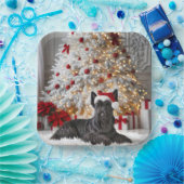 Assiettes En Carton Scottish Terrier By Christmas Tree (Fête)
