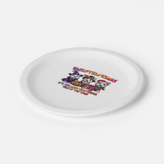 Assiettes En Carton Scottish Terrier Halloween Thanksgiving Christmas (Angle)
