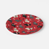 Assiettes En Carton Scottish Terrier Paws and Bones Red (Angle)
