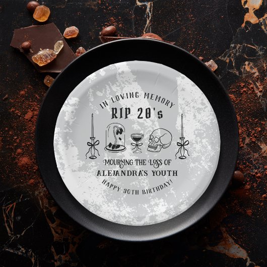 Assiettes En Carton Scribble RIP 20s Death to My Youth 30th Birthday