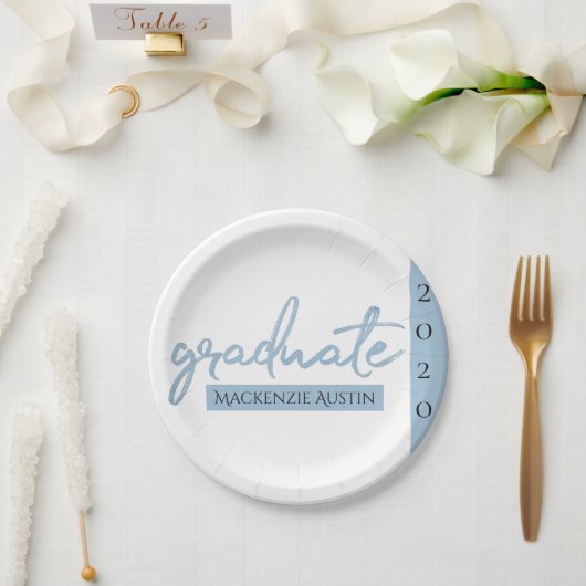 Assiettes En Carton Script Bleu clair | Brosse à oeufs Robin (Mariage)