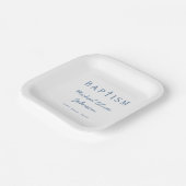 Assiettes En Carton Script bleu moderne Croix religieuse garçon Baptêm (Angulaire)
