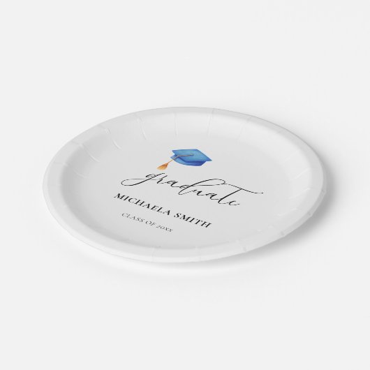 Assiettes En Carton Script Casquette bleu simple Lycée (Angle)