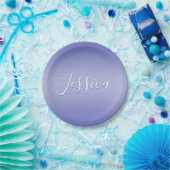Assiettes En Carton Script cursif modifiable | Violet blanc et violet (Fête)