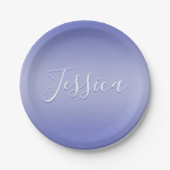 Assiettes En Carton Script cursif modifiable | Violet blanc et violet (Devant)