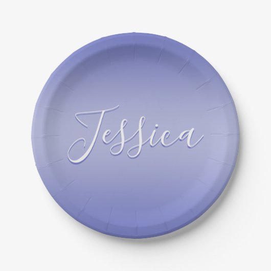 Assiettes En Carton Script cursif modifiable | Violet blanc et violet (Devant)