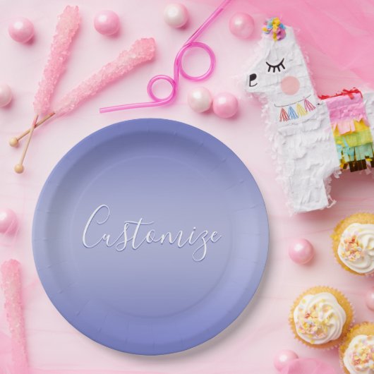 Assiettes En Carton Script cursif modifiable | Violet blanc et violet (Fête)