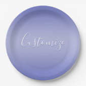 Assiettes En Carton Script cursif modifiable | Violet blanc et violet (Devant)