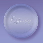 Assiettes En Carton Script cursif modifiable | Violet blanc et violet