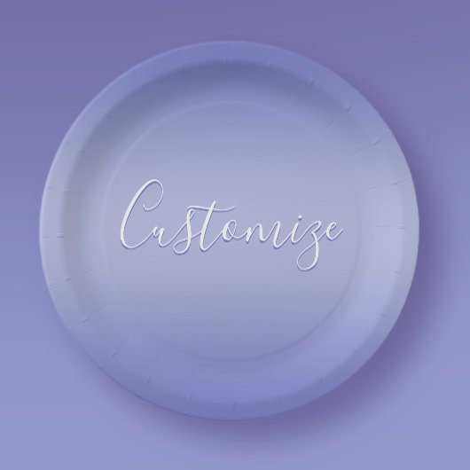 Assiettes En Carton Script cursif modifiable | Violet blanc et violet