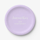 Assiettes En Carton Script d'anniversaire Pastel Lavender 1er (Devant)