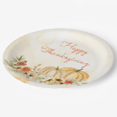 Assiettes En Carton Script d'aquarelle florale Citrouille Thanksgiving (Angle)